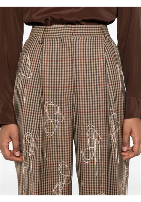 Pantaloni con stampa a quadri porter in marrone Dries van noten - donna DRIES VAN NOTEN | 2420109159048701